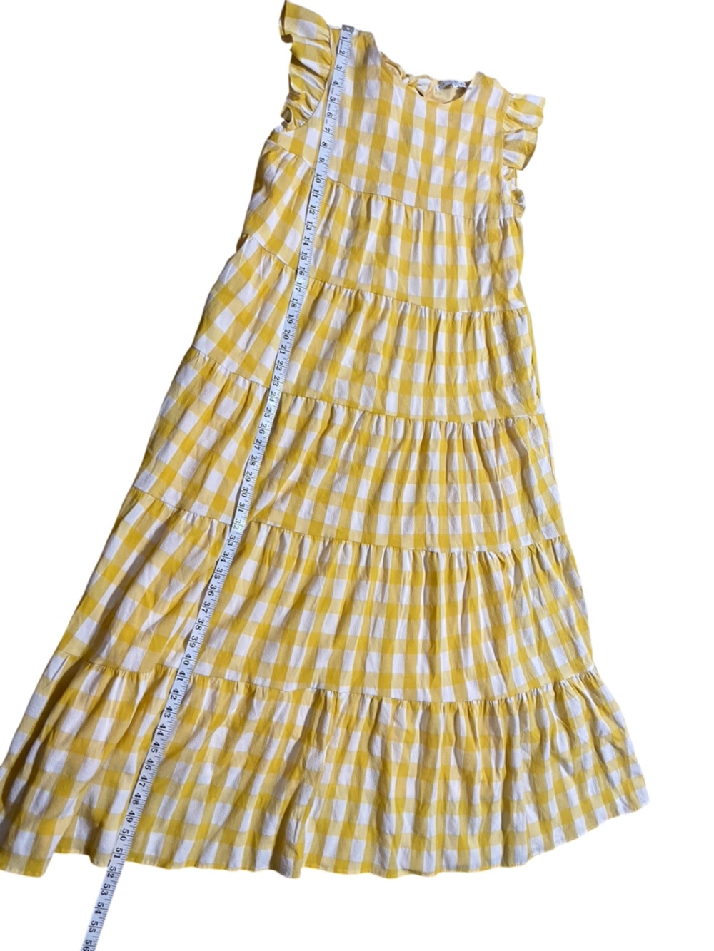 English Factory Sweet gingham yellow tiered baby doll maxi dress size M - Picture 7 of 16